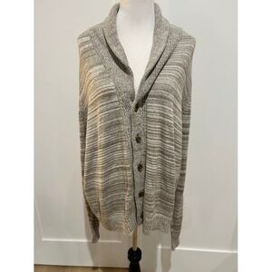 Treasure Bond Men's Shawl Collar Cardigan Sweater 2XL Marled Oatmeal Full Button